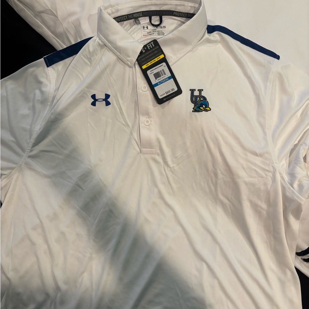 Under Armour White Performance Polo Shirt U DEL BRAND NEW XL